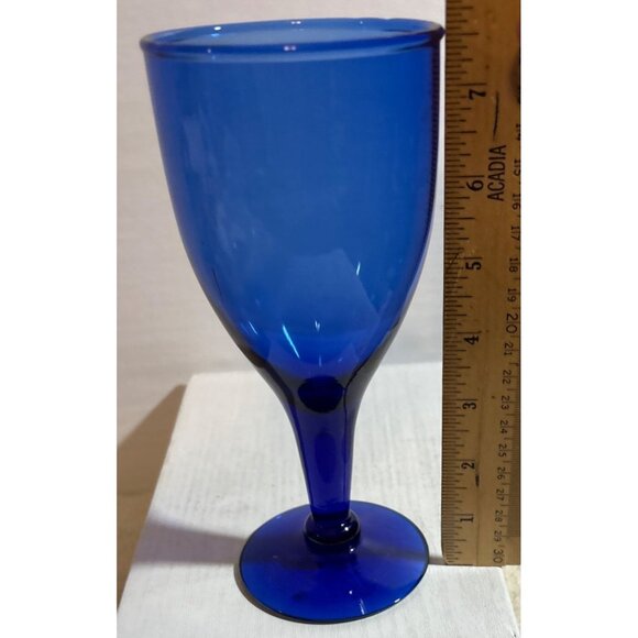 Blue Glass Goblet Wine Glass From Mexico Handcrafted Elegant Design 7.5" Tall - Picture 7 of 8